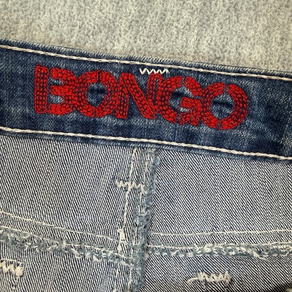 Bongo Shorts Womens 11 Blue Denim Cut Off Raw Hem Low Rise Stretch Rhinestone - Picture 2 of 8